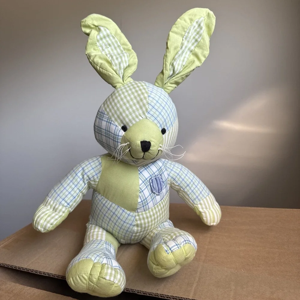Pottery Barn Kids Bunny Rabbit Cotton Stuffed Animal Toy Patchwork 16